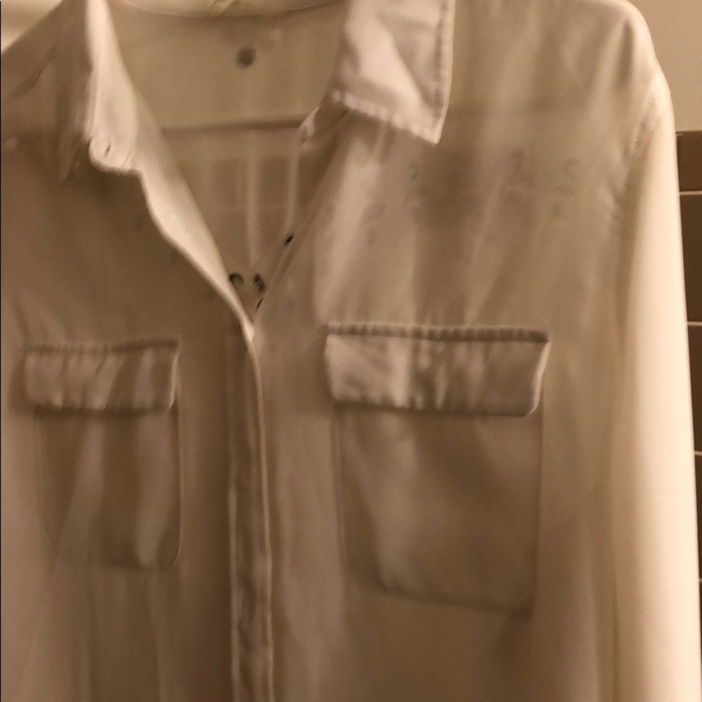 Guess don pocket back lace up cream blouse lg